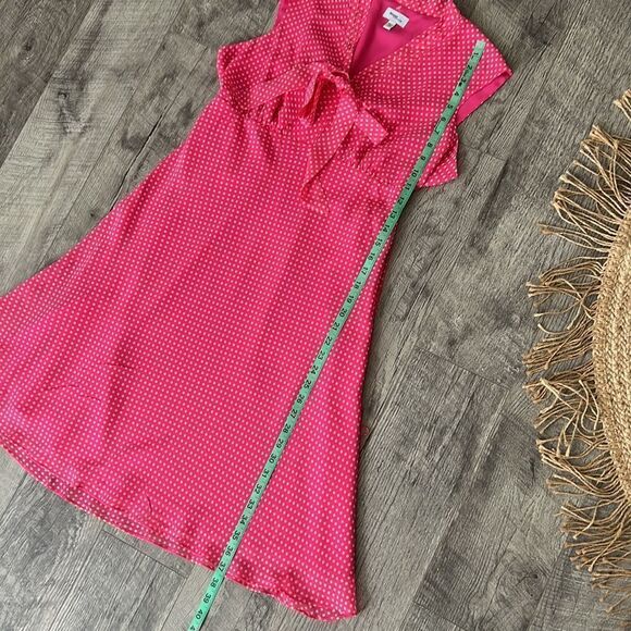 Mini maternity 100% silk summer dress pink polka dots Sz Large - Picture 13 of 15